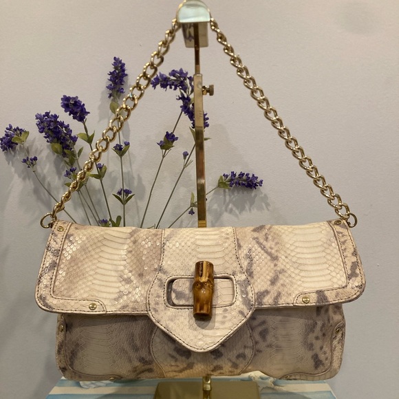 Elaine Turner Handbags - Elaine Turner Vintage Embossed Snakeskin Convertible Bag/Clutch